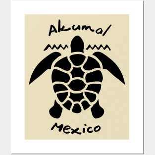 Diving with Sea Turtle - Akumal, Mexico Posters and Art